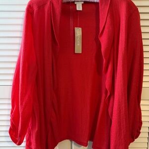 Chico's Red Open Front Knit Cardigan